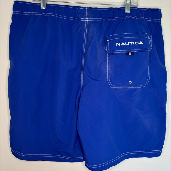NAUTICA NEW Quick Dry Swim Trunk Mens XXL Bright Cobalt Lined Pockets Drawstring - Picture 3 of 7